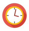 Red and yellow cartoon clock
